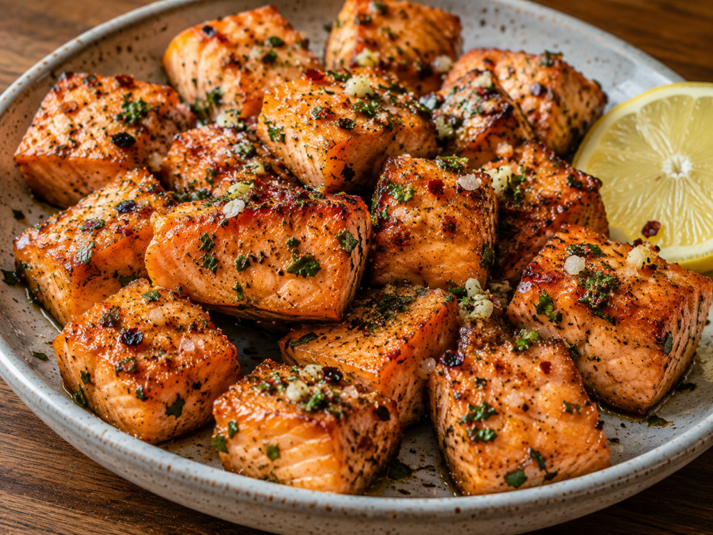 Crispy Air Fryer Salmon Bites (7-Minute Garlic Butter Secret!)