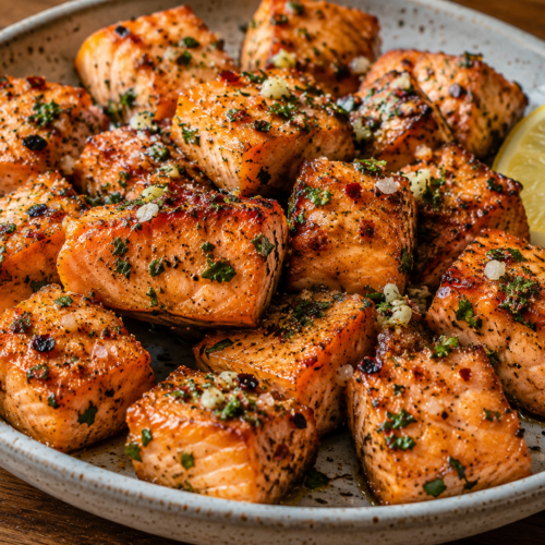Crispy Air Fryer Salmon Bites (7-Minute Garlic Butter Secret!)