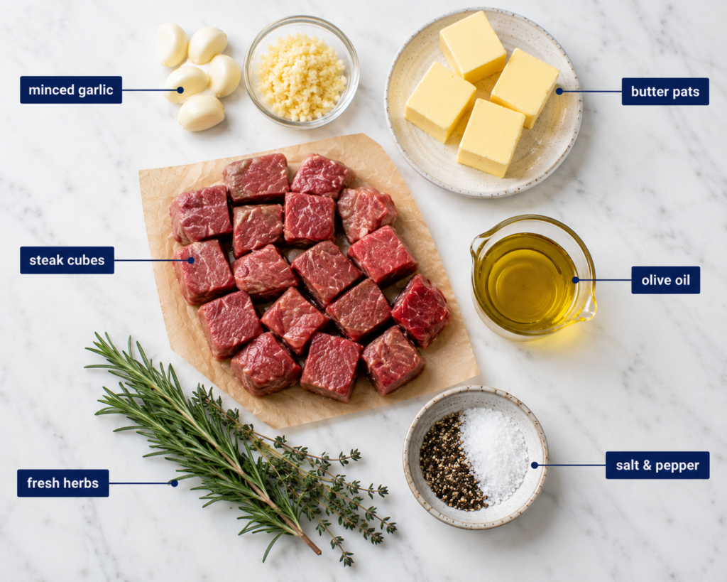 Ingredients You'll Need for Garlic Butter Steak Bites (Smart Substitutions)
