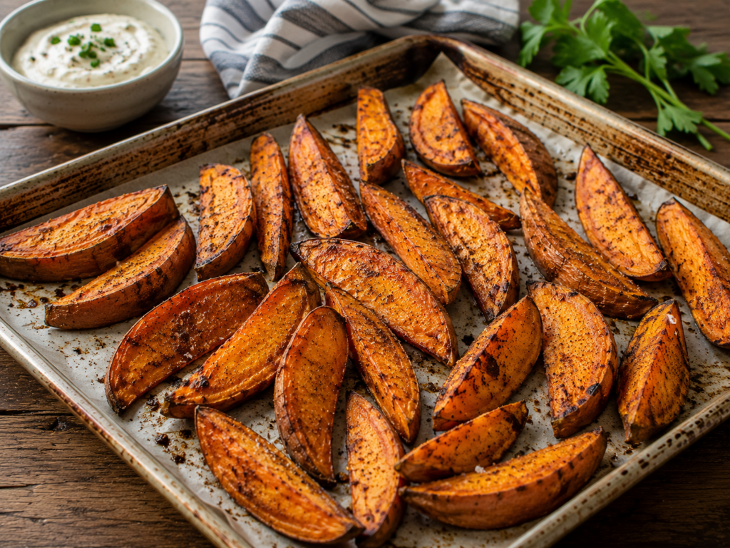 Easy Roasted Sweet Potato Wedges (Crispy & Fluffy!)