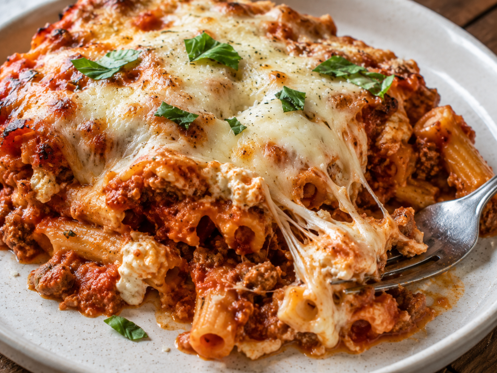 Easy Homemade Baked Ziti (Cheesy, Saucy & Comforting!)