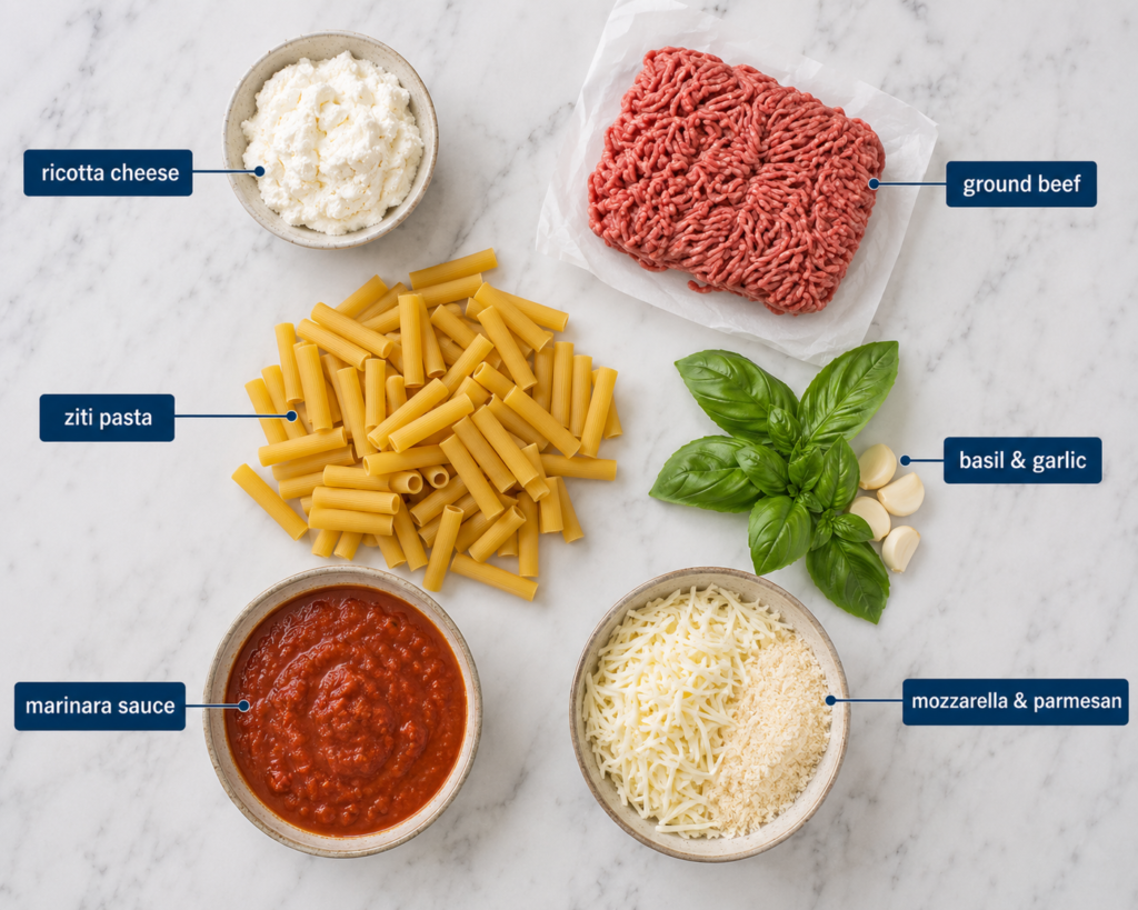 Ingredients You'll Need for Baked Ziti