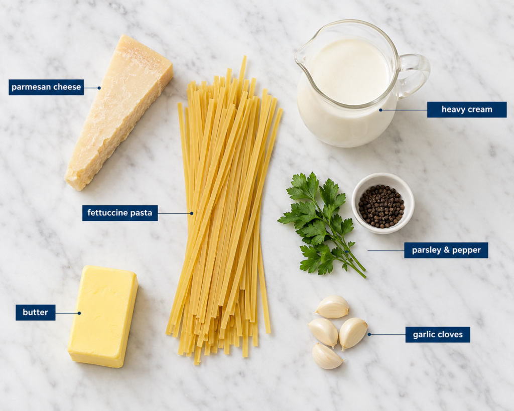 Ingredients You'll Need for Fettuccine Alfredo