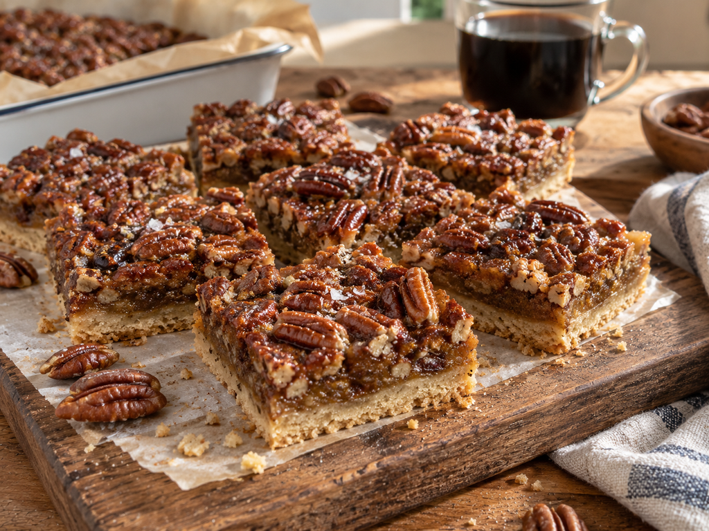 Easy Pecan Pie Bars with Shortbread Crust (No Soggy Bottom!)