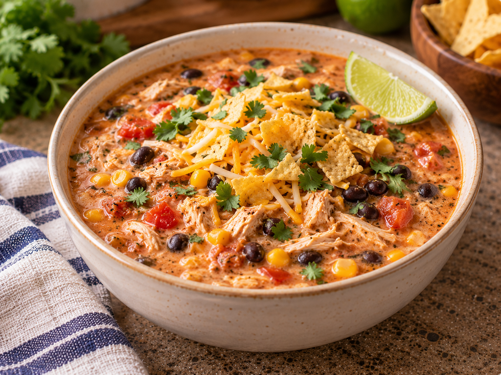 Chicken Taco Soup Recipe – Creamy, Easy & One-Pot