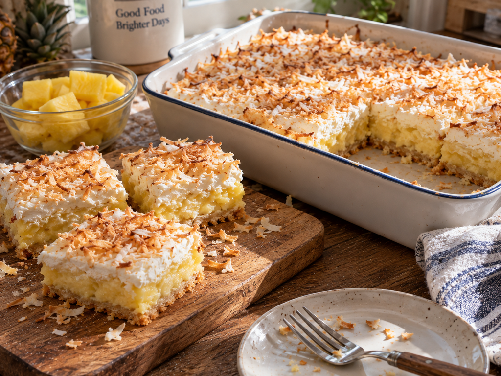 Easy 3-Layer Pineapple Bliss Bars Recipe (No Soggy Crust!)