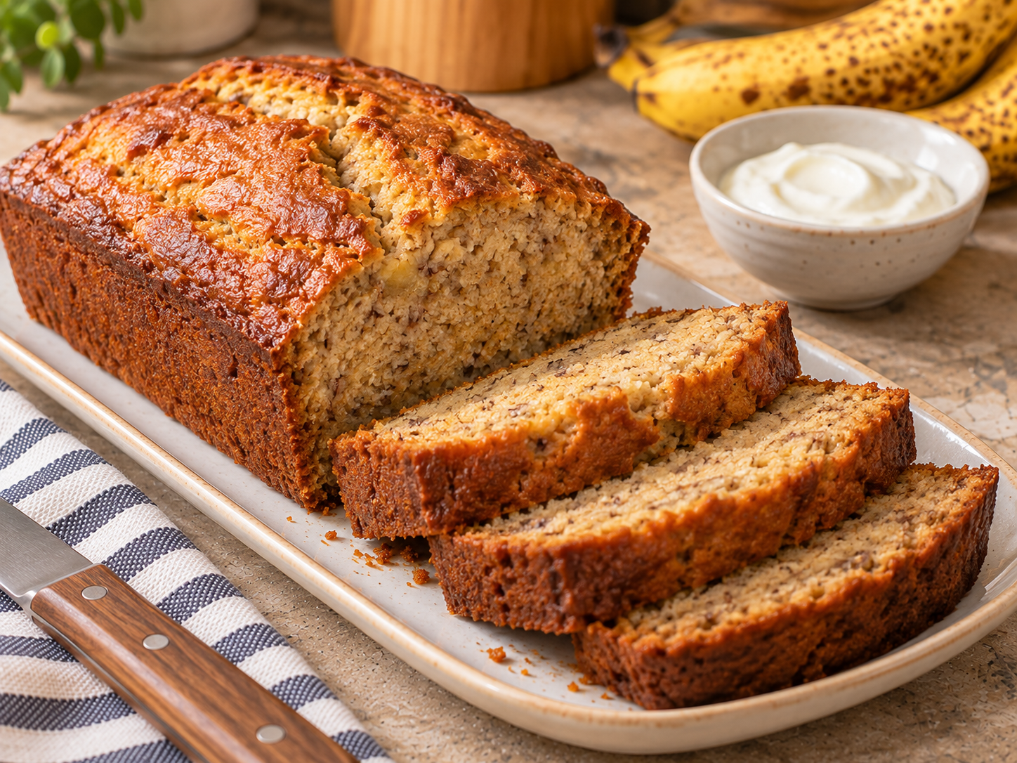 Banana Bread Recipe with Yogurt – Moist & Tender