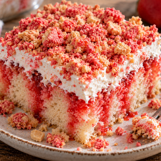 Easy Strawberry Crunch Poke Cake Recipe (Ultra Moist!)