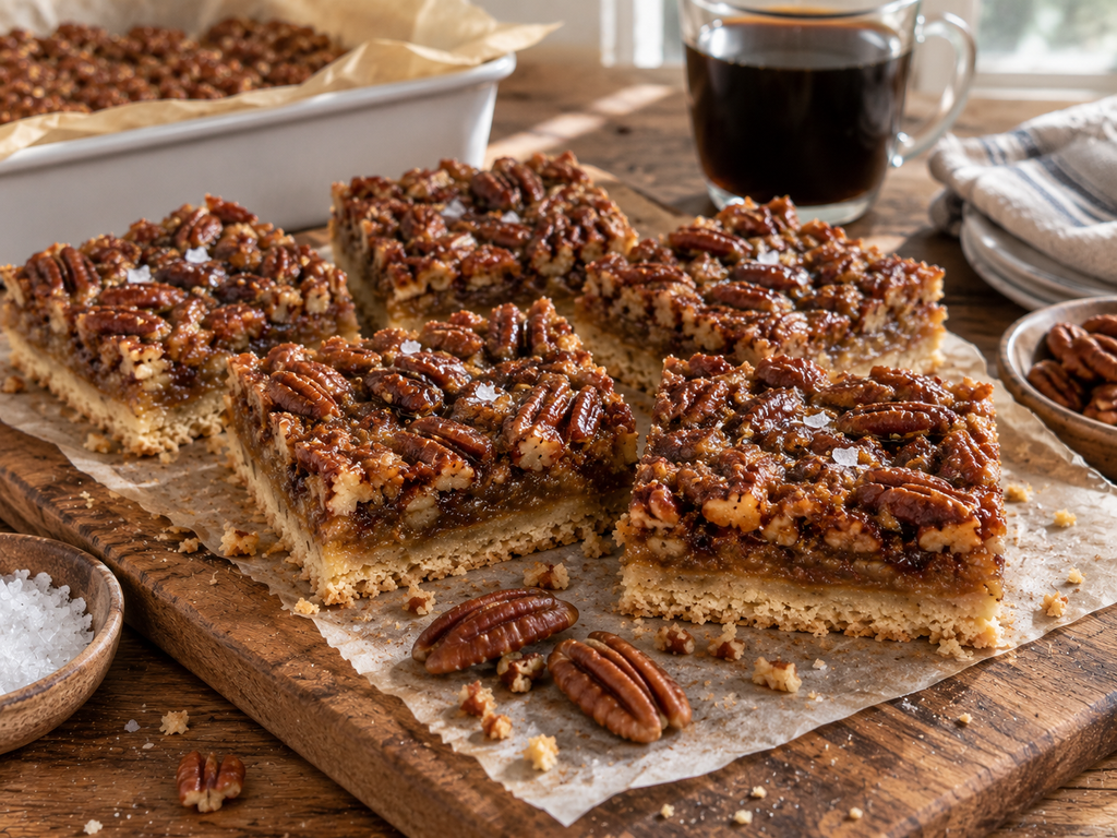 Easy Pecan Pie Bars Shortbread Crust (No Soggy Bottom!)