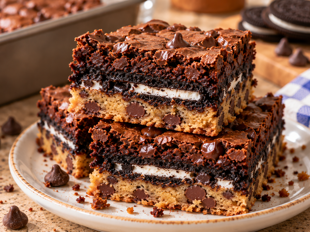 Slutty Brownies – Cookie, Oreo & Fudgy Brownie Layers